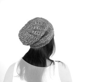 PDF Knitting PATTERN / Printable Knitting INSTRUCTIONS to Hand Knit the Tilly Mock Rib Slouch Hat / Beanie. Instant Download Hat Pattern.