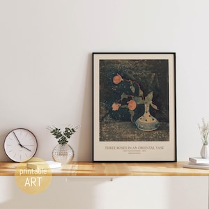 Watercolor Painting with Roses and black Background | Poster | printable Art | digital Download