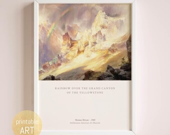 Painting of a Mountain Landscape with Rainbow | printable Wall Art | Poster | digital Download