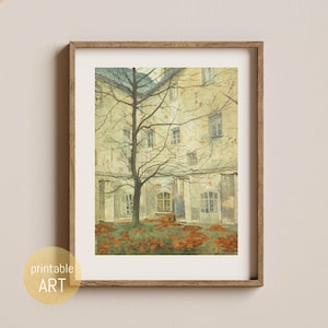 Gemälde eines Hauses im Herbst in ruhigen Farbtönen | Poster | druckare Kunst | digitaler Download