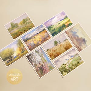 Postcards with Watercolor Landscapes | A6 Postcards | printable Postcards | digital Download