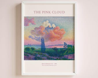 Painting of a Landscape with Clouds in pink and purple | Wall Art | Poster | Art Print