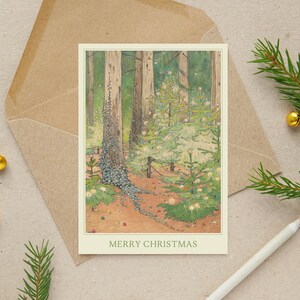 Gemalte Weihnachtskarte mit Weihnachtsbäumen | A6 Faltkarte | druckbare Karte | digitaler Download