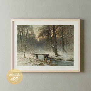 Vintage Gemälde eines Waldes im Winter | druckbare Wandkunst | Poster | digitaler Download