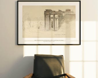 Drawing of ancient Rome in black and white | Wall Art | Poster | Art Print