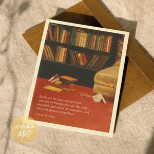 Gemalte Karte mit Büchern und Zitat | A6 Faltkarte | druckbare Karte | digitaler Download