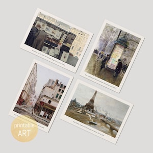 Painted Postcards of Paris | A6 Postcards | printable Postcards | digital Download