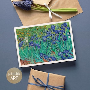 Card with blue Iris by van Gogh | A6 Folded Card | printable Card | digital Download