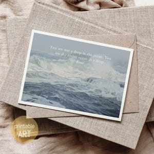 Carte avec la mer et un dicton positif | Carte pliante A6 | carte imprimable | téléchargement numérique