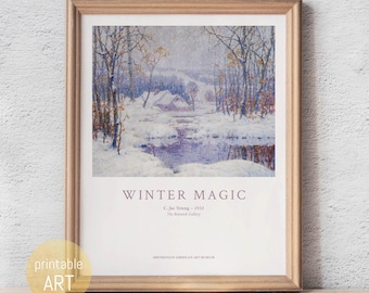 Painting of a snowy Winter Landscape | printable Wall Art | Poster | digital Download