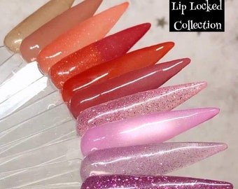 Lip Locked jelly acrylic dip dipping powder lip gloss lipgloss pink red thermal uv color change bundle by Kozmik Nails