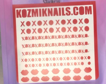 20+ Colors Hugs & Kisses XOXO vinyl stickers for easy diy nail art by Kozmik Nails