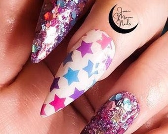 Abigayle #2 focal stars accent nail waterslide wrap sheet by Kozmik Nails