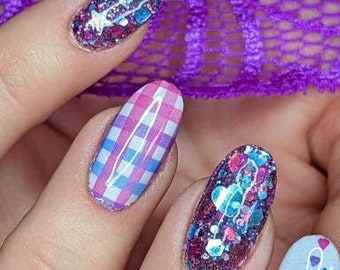 Abigayle #3 focal plaid accent nail waterslide wrap sheet by Kozmik Nails