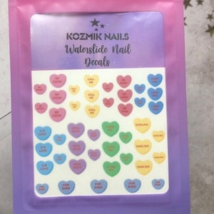 Conversation Candy Hearts Valentine's Day Nail Tattoo Decal Sheet by Kozmik Nails