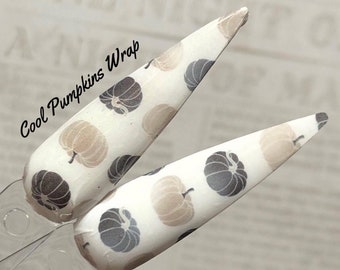 Cool Pumpkins wrap fall winter squash full coverage water slide decals for focal accent nail art by Kozmik Nails