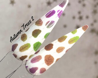 Autumn Trees 2 waterslide nail wrap sheet decal for nail art focal accent designs by kozmik nails