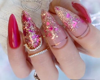 Dipping Powder Duo for Dip Nails at Home Pink Shimmer Champagne Glitter Meant For Me Meant For You
