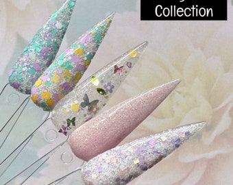 Acrylic Dip Dipping Powder Pastel Glitter Fingernail Nails Spring Fever Collection For At Home / Salon Use Artisan Handmade Premium Quality