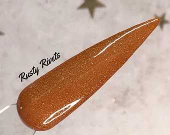 Rusty Rivets burnt orange rust dip dipping acrylic powder by Kozmik Nails