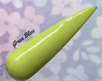 Green Bliss flat solid creamy green acrylic dip powder by Kozmik Nails from Secret Garden Collection