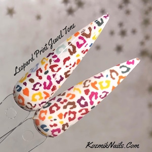 Leopard Print Jewel Tone nail wrap waterslide sheet full coverage by Kozmik Nails