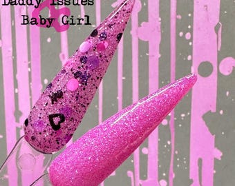 Dipping Powder Duo for Dip Nails at Home Pink Shimmer Black Glitter Baby Girl Daddy Issues