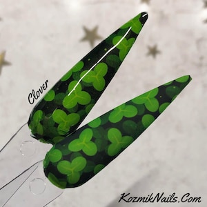 Clover Greenery nail wrap sheet full coverage design for focal nail art by Kozmik Nails