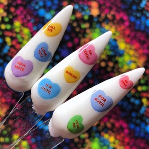 Conversation Candy Hearts Valentine's Day Nail Tattoo Decal Sheet by Kozmik Nails image 2