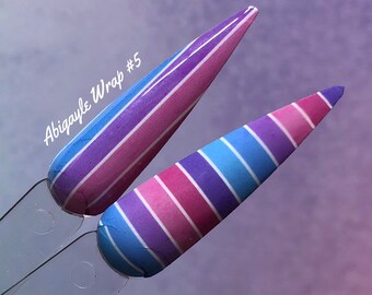 Abigayle #5 pink purple blue white striped focal accent nail waterslide wrap sheet by Kozmik Nails