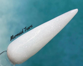 Mermaid Tears white and pink shimmer acrylic powder soft pink chromable