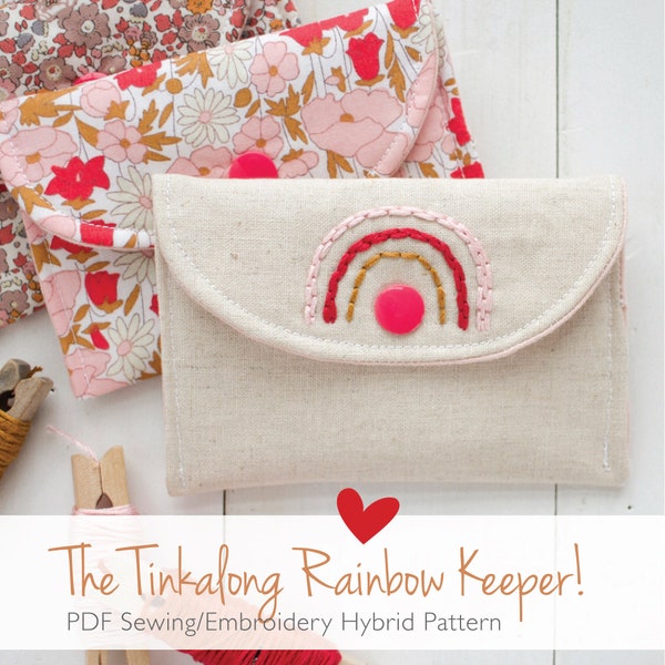 Tinkalong Rainbow Keeper digital PDF sewing and embroidery pattern, card holder