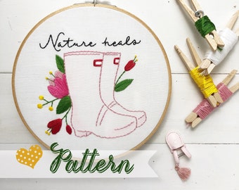 Nature Heals digital pattern hand-embroidery, stitching, embroidery, pdf file