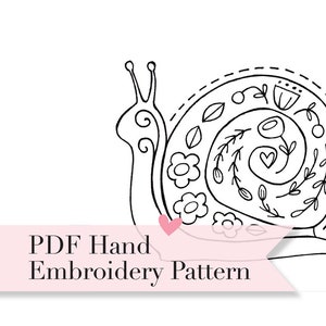Garden Visitor digital pattern hand-embroidery, stitching, embroidery, pdf file, snail