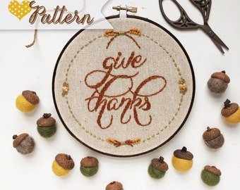 Give Thanks digital hand-embroidery pattern