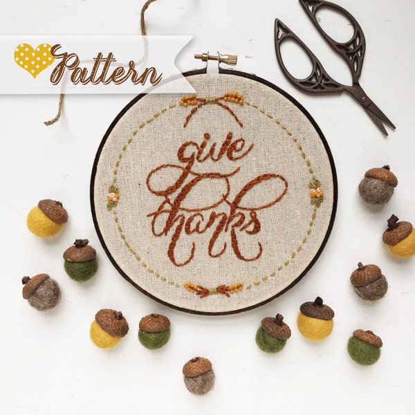 Give Thanks digital hand-embroidery pattern