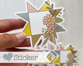 Wonky Quilt Star vinyl sticker 3"