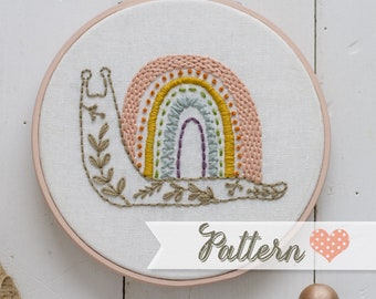 Simple Sampler Snail hand-embroidery pattern, stitching, embroidery, pdf file