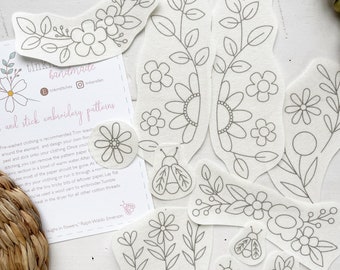 PRINTABLE Embroidery Designs: LARGE FLORALS pack - Embroidery Patterns for clothing customization with hand embroidery