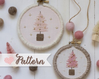 Bitty Brush Trees Ornament digital pattern hand-embroidery, stitching, embroidery, pdf file