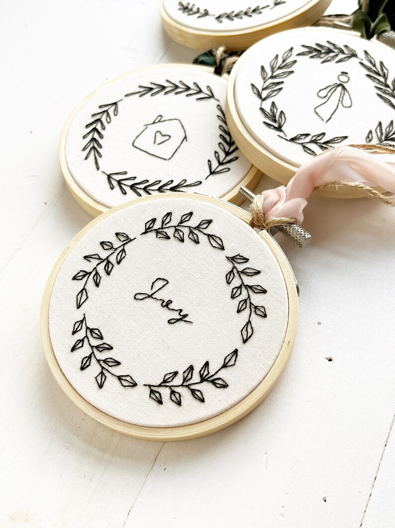 Love Drawn Wreaths Ornaments embroidery grouping hand-embroidery pattern, stitching, embroidery, pdf file image 4