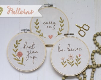 Inspirational Quotes embroidery grouping hand-embroidery pattern, stitching, embroidery, pdf file