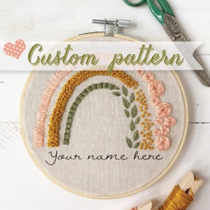 CUSTOMIZABLE Rainbouquet digital pattern hand-embroidery, stitching, embroidery, pdf file, rainbow