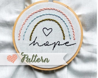 Hope and Rainbows digital pattern hand-embroidery, stitching, embroidery, pdf file