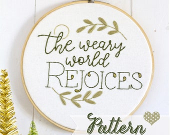 The Weary World digital pattern hand-embroidery, stitching, embroidery, pdf file, Christmas