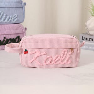 Personalized Corduroy Pencil Bag, Perfect back-to-school gift, Custom Name Corduroy Pencil Bag, Girls Birthday Gift, Gift for students