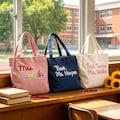 Custom Embroidered Name/Text Teacher Tote Bag, Personalized Hand Corduroy Shoulder Bag, Teacher Appreciation Gift,Large 17” Everyday Shopper product logo