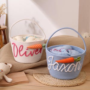 Custom Baby Basket Embroidery Name Baby Shower Gift Basket Toy Storage Basket Baby Name Basket Newborn Monogram Name Baby Gift