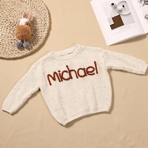 Personalised Baby Name Sweater, Hand Embroidery Baby Sweaters, Custom Knit Baby Sweater with Name, Baby Name Jumper, 1st Birthday Gifts