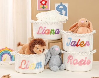 Personalisierter Baumwollseilkorb, handgemachtes Babypartygeschenk